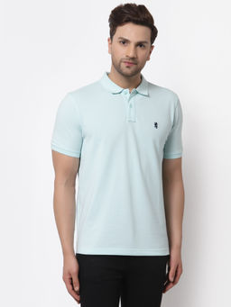 Red Tape - Mint Blue Solid Cotton Mens Polo T-Shirt