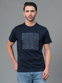 Red Tape - Navy Blue Cotton Round Neck Mens Half Sleeve T-Shirt