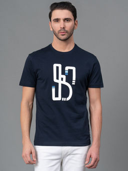 Red Tape - Navy Blue Cotton Round Neck Mens Half Sleeve T-Shirt