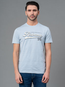Red Tape - Ice Blue Cotton Round Neck Mens Half Sleeve T-Shirt