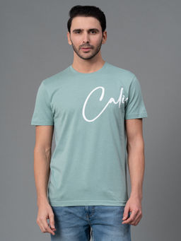 Red Tape - Light Turquoise Cotton Round Neck Mens Half Sleeve T-Shirt