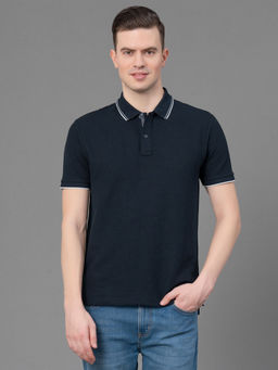 Red Tape - Dark Navy Blue Poly Cotton Elastane Mens Polo T-Shirt