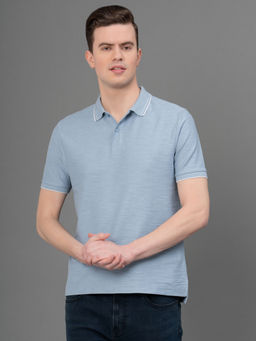 Red Tape - Mens Navy Blue Cotton Slub Polo T-Shirt