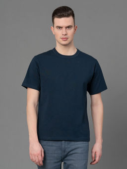 Red Tape - Dark Navy Blue Solid Cotton Mens T-Shirt