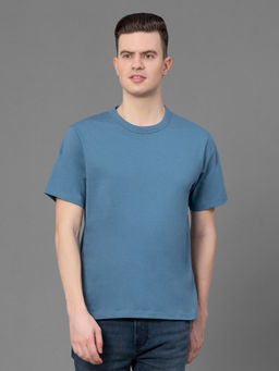 Red Tape - Steel Blue Cotton Solid Mens T-Shirt