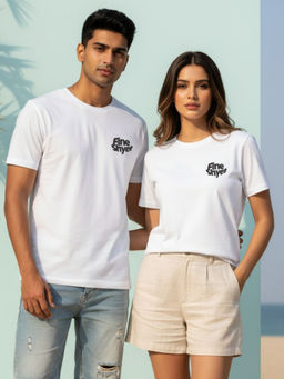 RIGO - White Typography Cotton Regular Fit T-Shirt