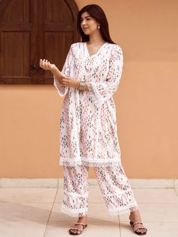 Libas - Women Orange Pure Cotton Printed Kurta with Palazzo (Set of 2)