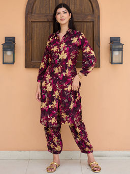 Libas - Womens Purple Floral Co-Ord (Set of 2)