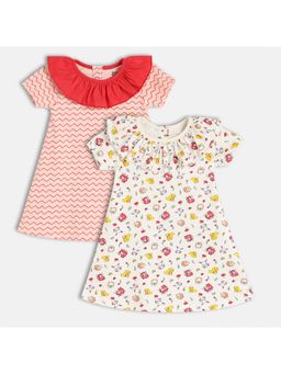 MINI KLUB - Baby Girls Round Neck Half Sleeve Knit Dress (Pack Of 2) (Set of 2)