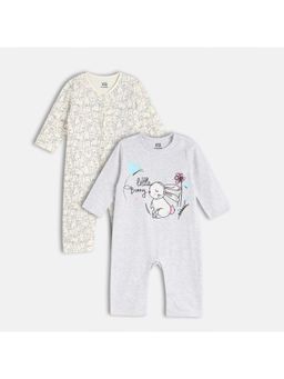 MINI KLUB - Baby Girls Round Neck Long Sleeve Knit Romper (Pack Of 2) (Set of 2)