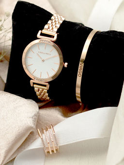 Joker and Witch - Joker & Witch White Stainless Steel Watch and Bracelet With Ring (Set of 3)