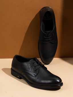 ATESBER - Mens Black Solid Round Toe Formal Derbies