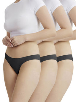 B'There - Women Charcoal Black Modern Essentials Seamless Bikini Briefs (Pack of 3)