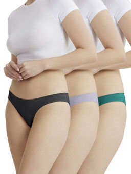 B'There - Women Multi-Color Modern Essentials Seamless Bikini Briefs (Pack of 3)