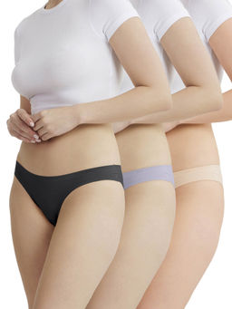 B'There - Women Multi-Color Modern Essentials Seamless Bikini Briefs (Pack of 3)