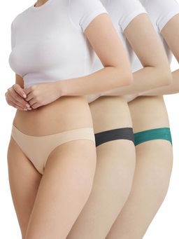 B'There - Women Multi-Color Modern Essentials Seamless Bikini Briefs (Pack of 3)