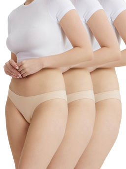 B'There - Women Beige Modern Essentials Seamless Bikini Briefs (Pack of 3)