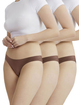 B'There - Women Brown Seamless Bikini Briefs (Pack of 3)