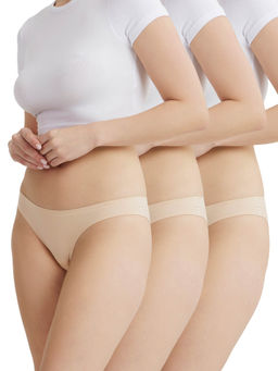 B'There - Women Beige Seamless Bikini Briefs (Pack of 3)
