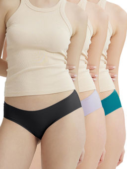 B'There - Women Multi-Color Seamless Hipster Briefs (Pack of 3)