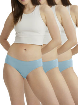 B'There - Women Blue Seamless Hipster Briefs (Pack of 3)