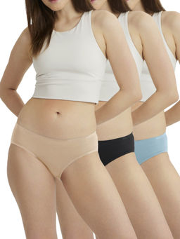 B'There - Women Multi-Color Seamless Hipster Briefs (Pack of 3)