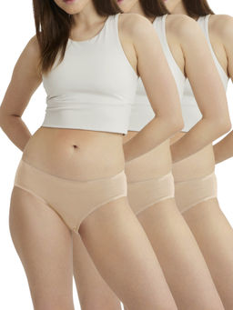 B'There - Women Beige Seamless Hipster Briefs (Pack of 3)