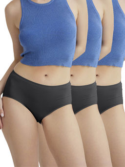 B'There - Women Charcoal Seamless Full Briefs (Pack of 3)