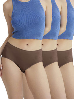 B'There - Women Brown Seamless Full Briefs (Pack of 3)