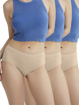 B'There - Women Beige Seamless Full Briefs (Pack of 3)