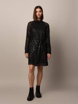ONLY - Black Textured Dress with Belt (Set of 2)