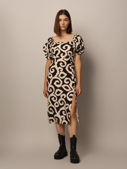 ONLY - Beige Printed Slit Dress