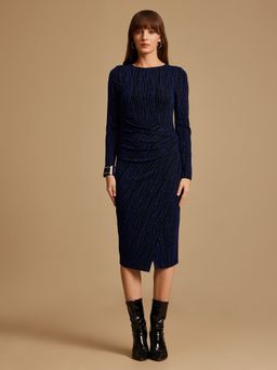 Kazo - Blue Textured Midi Dress