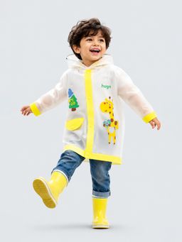 Little Surprise Box - Tall Giraffe Yellow Bordered Translucent Long Style Raincoat