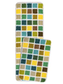Saral Home - Mosaic Soft Polyester Antiskid Bathmat-Runner, Green