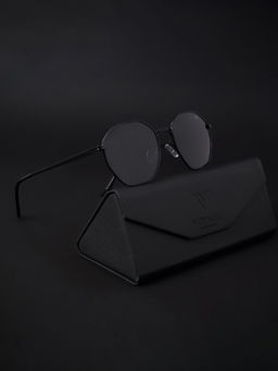 Voyage - Polarized & UV Protected Black Geometric Sunglasses for Unisex Adult - 1076MG4132