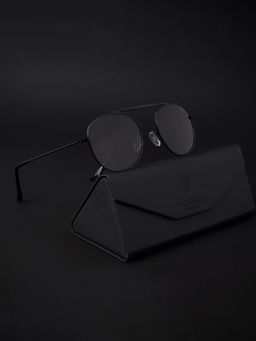 Voyage - Polarized & UV Protected Black Round Sunglasses for Unisex Adult - 1080MG4145