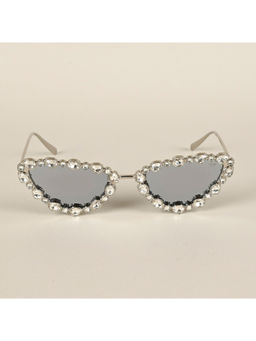 Voyage - UV Protected Silver Cateye Sunglasses for Women - 3562MG4126