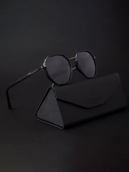 Voyage - UV Protected & Polarized Black Geometric Sunglasses for Unisex Adult - 8049MG4206