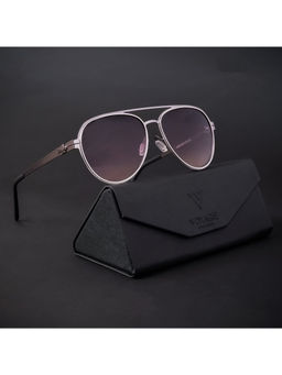 Voyage - Silver Polarized Pilot Sunglasses for Men & Women - A2022MG4290