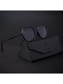 Voyage - Shine Black Polarized Round Sunglasses for Men & Women - TR8071PMG4493