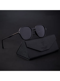 Voyage - Matt Black Polarized Round Sunglasses for Men & Women - TR8071PMG4495