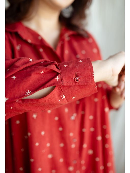 red polka dot dress online india Buy Red Polka Dots Pure Cotton A-line Dress Online for Woman