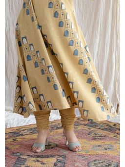 The Indian Ethnic Co. - Yellow Narrow Ajrakh Cotton Hand Churidar