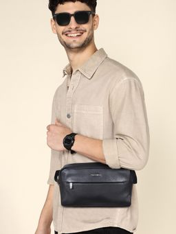 Sassora - Black Premium Leather Men Daily Belt Bag (L)