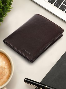 Sassora - Genuine Leather Dark Brown Rfid Protected Wallet (L)
