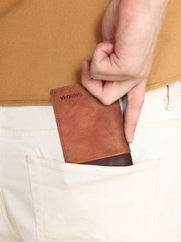 Sassora - Tan Genuine Leather Rfid Wallet (S)