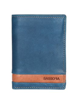 Sassora - Blue Premium Leather Bi-Fold Rfid Wallet (M)