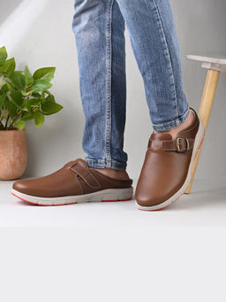 Valentino - West Port Men Premium Leather Tan Casual Mules