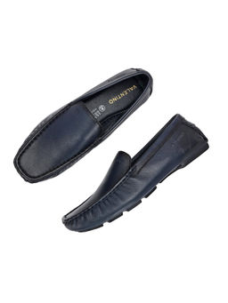 Valentino - Men Premium Leather Blue Casual Slip On Driving Loafers